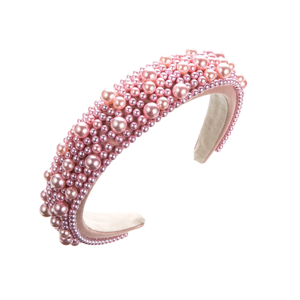 Wholesale Sponge Pearl Hair Accessories Women Beads High Sense Wide Edge Fashion Versatile Headband