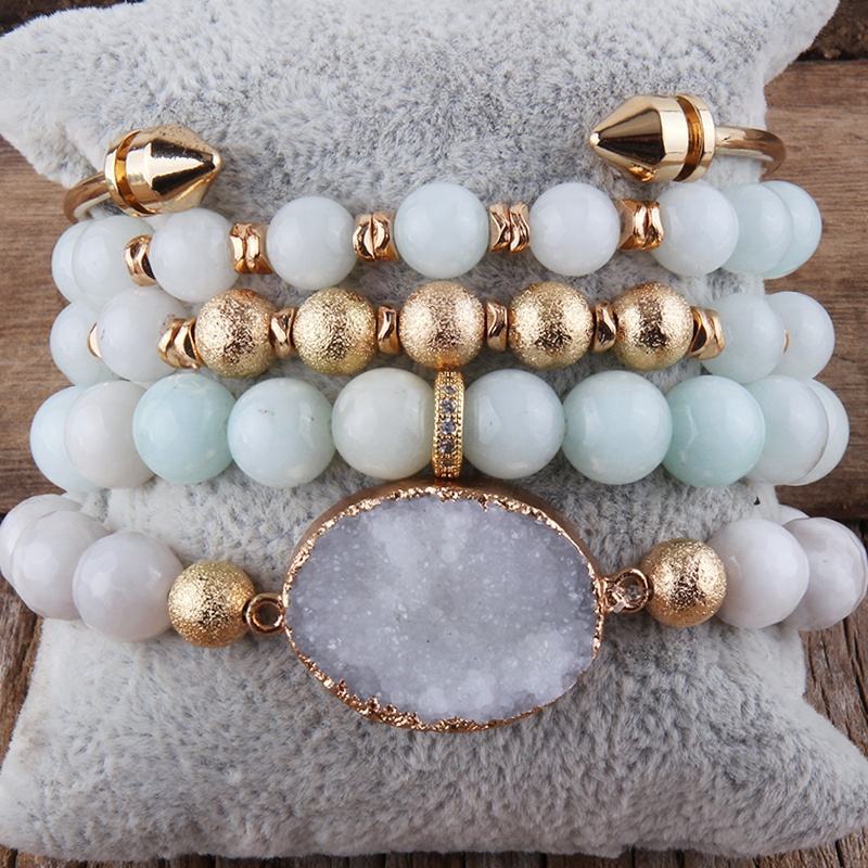 Wholesale natural stone crystal glass bead bracelet