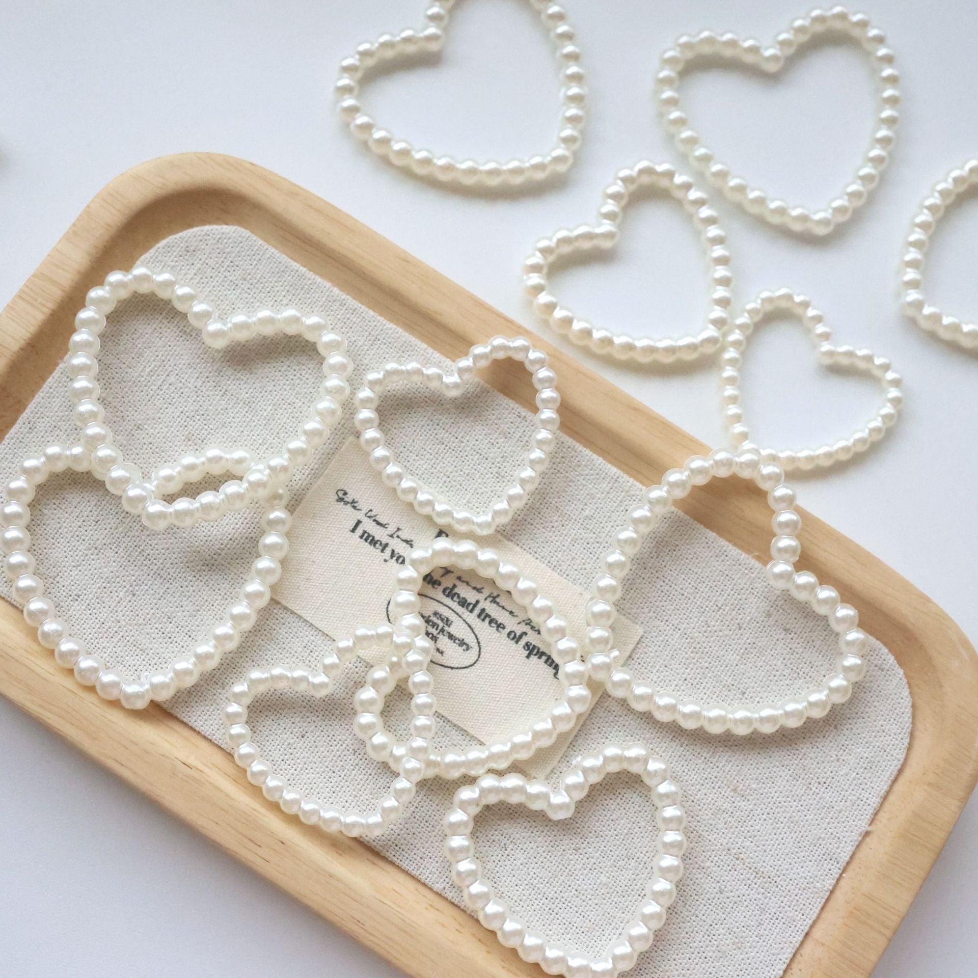 Wholesale 10pcs pearl hollow large love heart straight hole pearl DIY beads