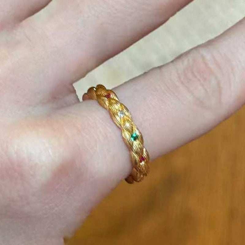 Wholesale Vintage floral branch open ring stackable gold index finger ring