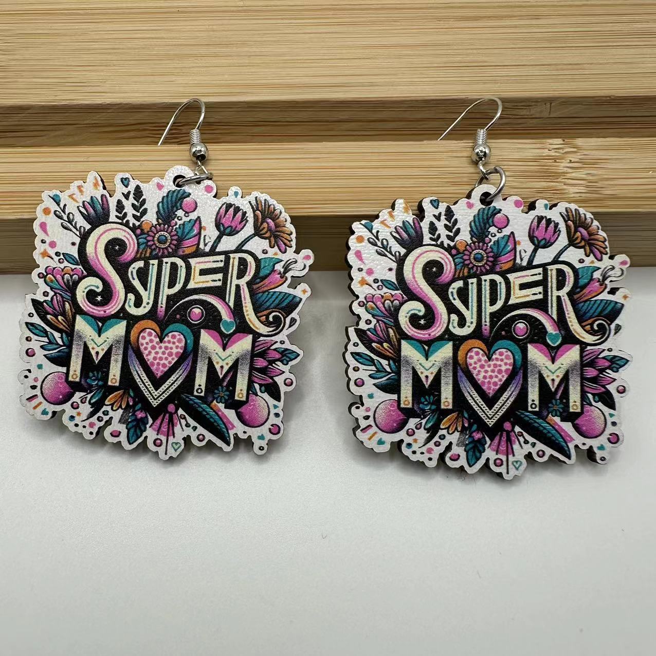 Wholesale Mother' s Day printing sunflower earrings