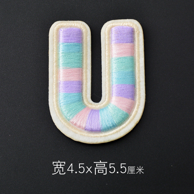Wholesale Polyester 3D Embroidered Letter Patches Rainbow Self Adhesive DIY Fabric Appliques For Clothing Bags Shoes Hats Boutique Resale