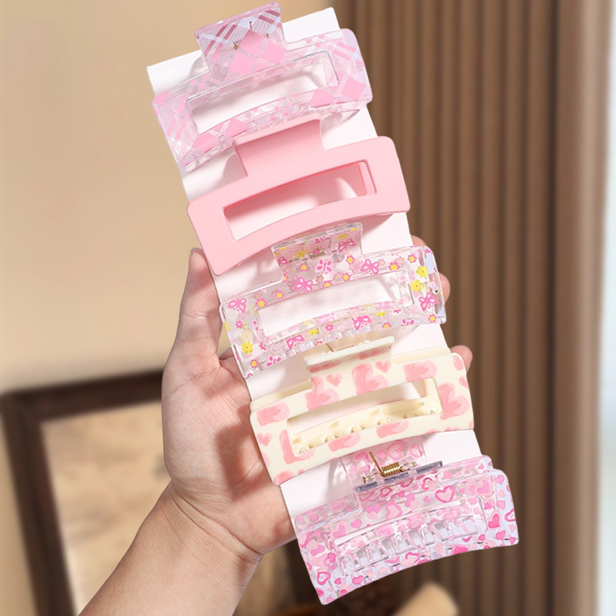 Wholesale Heart Print Summer Heat Square Hair Shark Clip