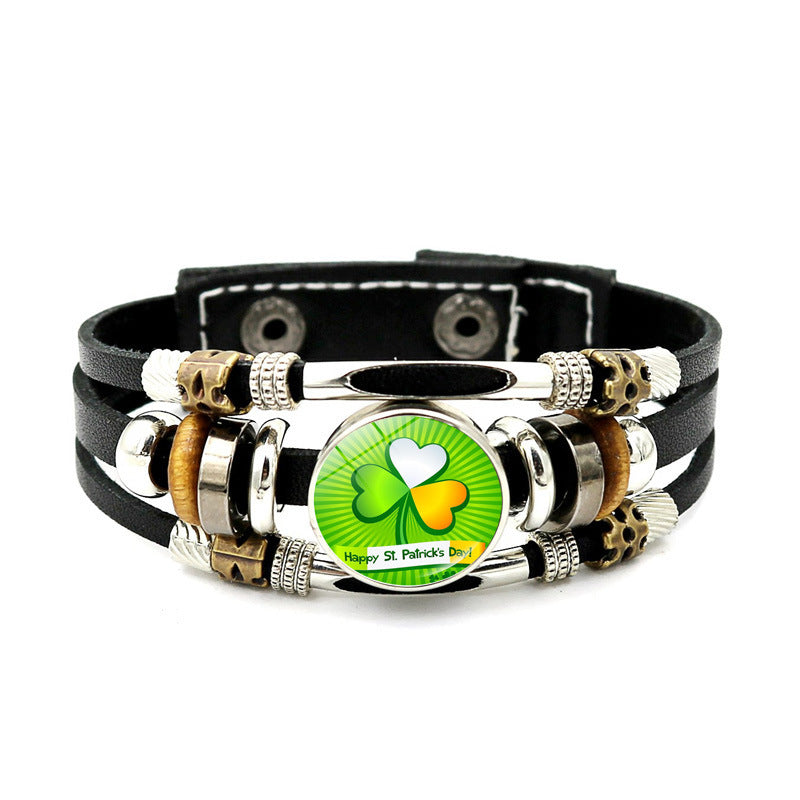 Wholesale Irish Flag Shamrock Alloy Bracelet