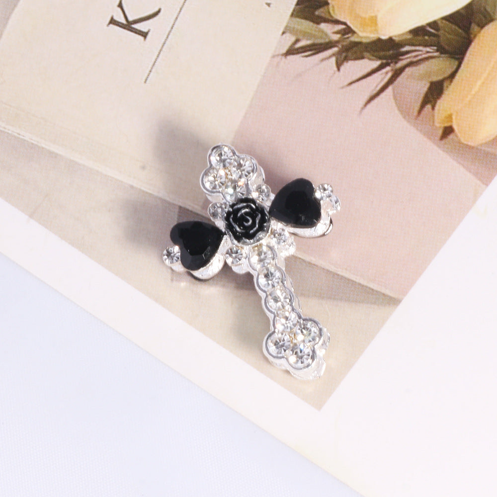 Wholesale 6 pcs/pack double-sided alloy flower-shaped cross DIY jewelry accessories