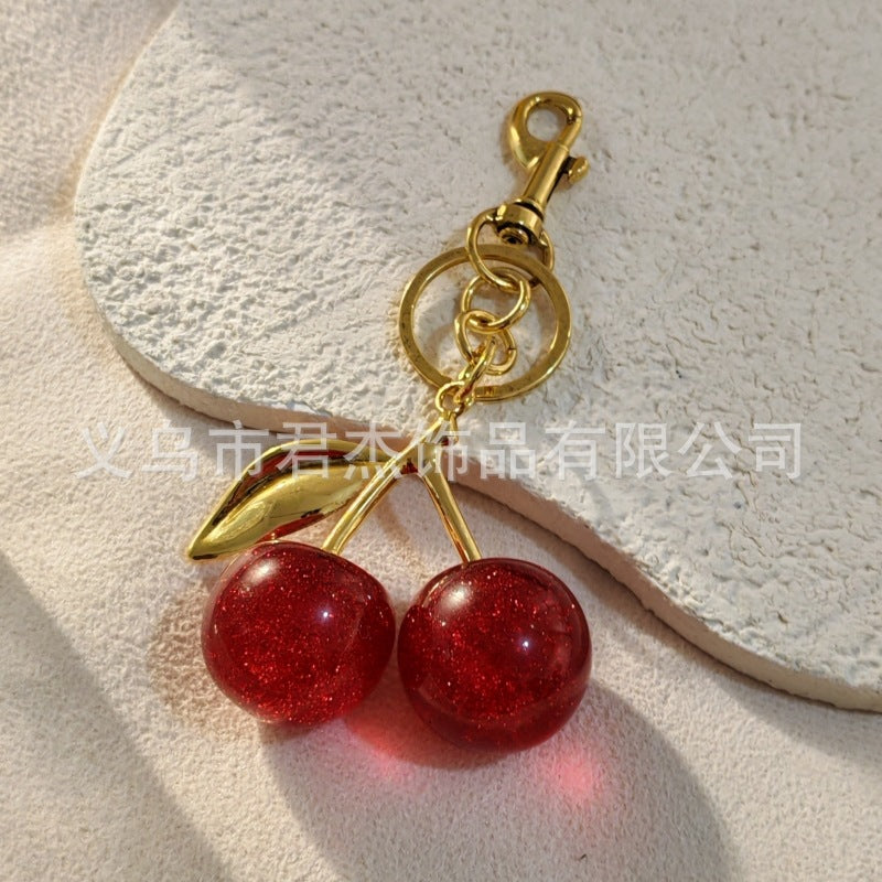 Wholesale Cherry Fashion Exquisite Crystal Resin Cherry Car Keychains