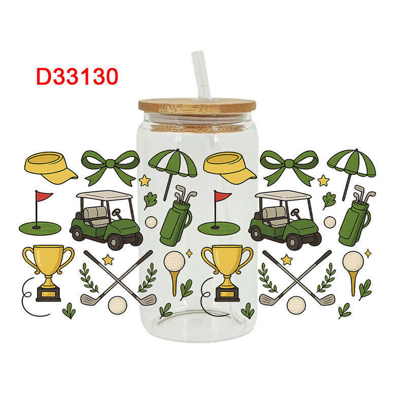 Wholesale Colorful rugby ball  16oz Cup UV DTF Wraps