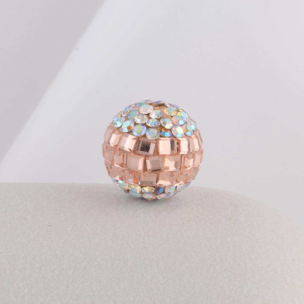 Wholesale Soft Clay Diamond Patch Crystal Bouncy Ball Straight Hole Beads