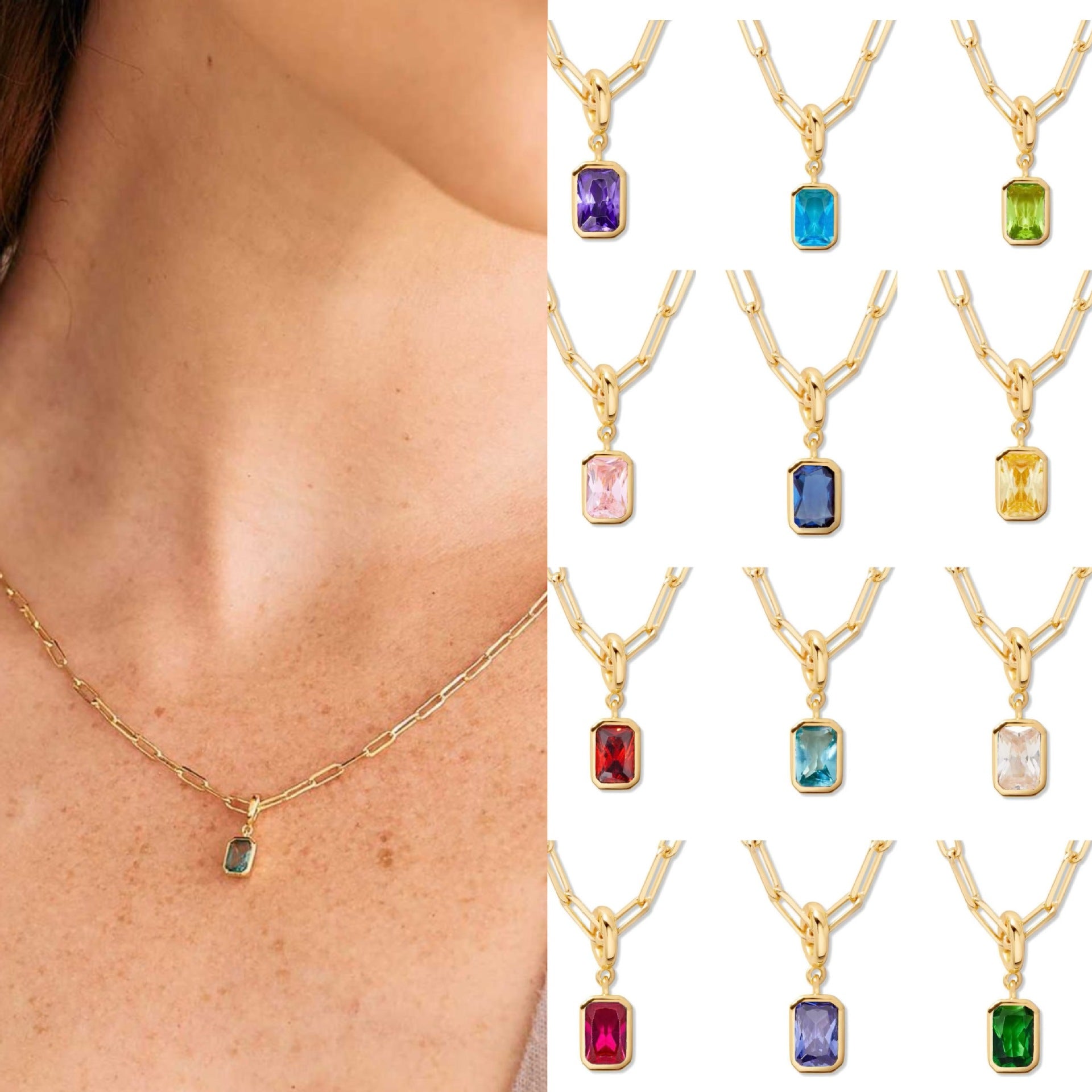 Wholesale Titanium Steel 18K Gold Plated Teardrop Pendant Necklace Snake Bone Chain Birthstone Fashion Accessory For Party Gift