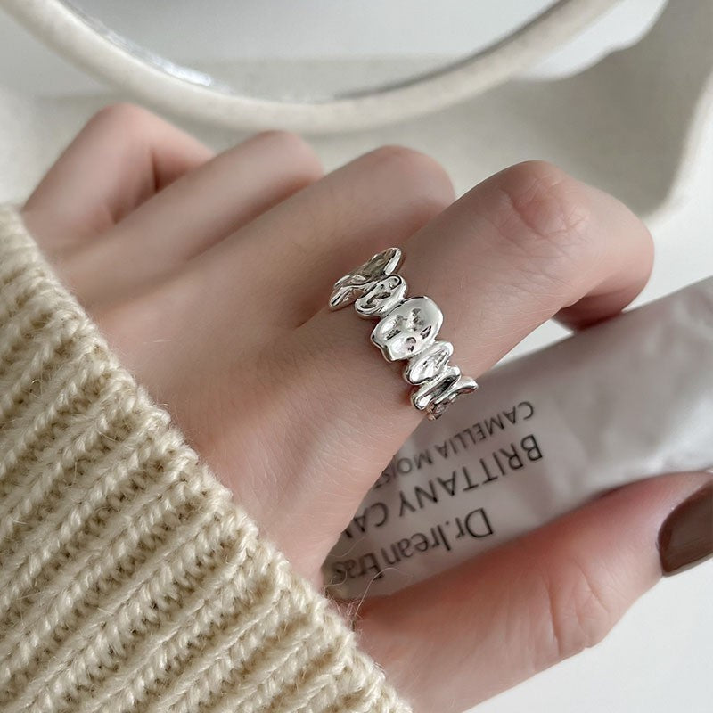 Wholesale plain ring irregular 925 sterling silver ring
