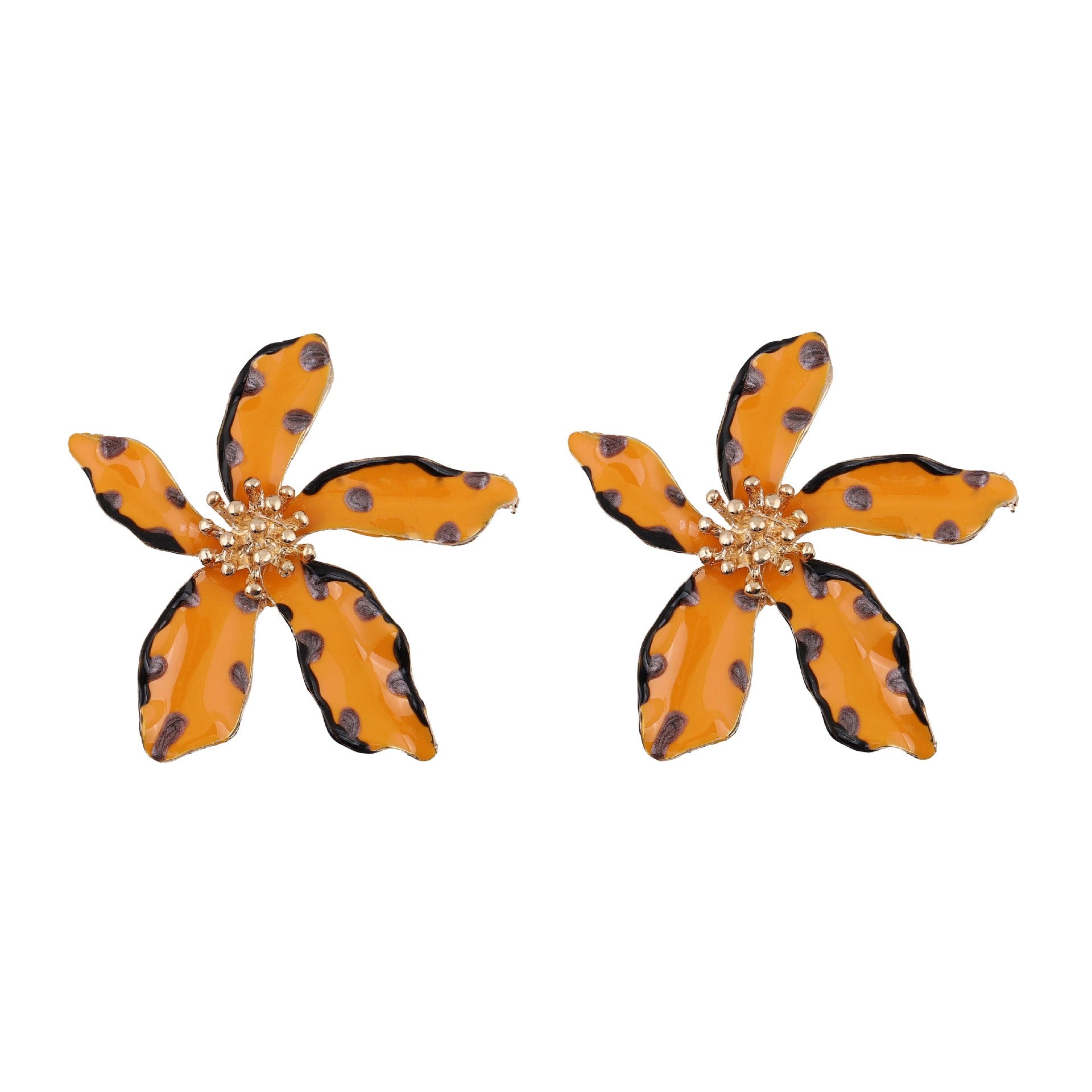 Wholesale Creative oil-drop flower earrings exaggerated polka dot alloy earrings