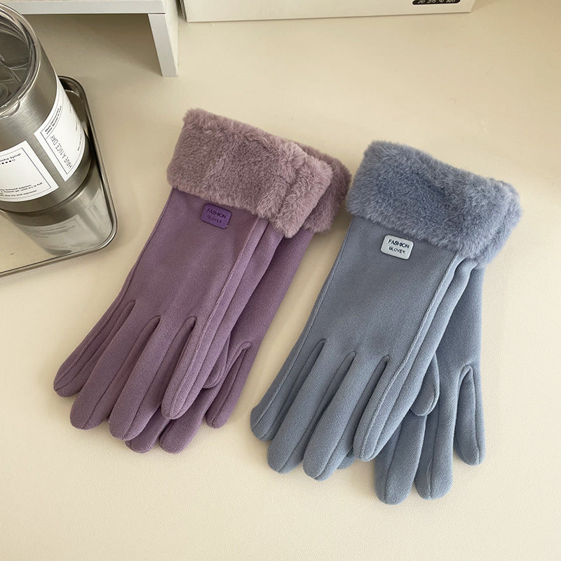 Wholesale Warm and Thickened Five Finger Touch Screen Polyester Gloves