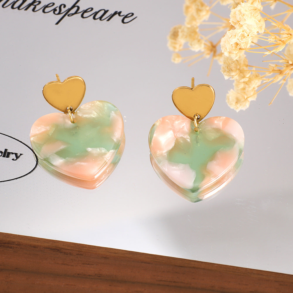 Wholesale Acrylic Stainless Steel Heart-shaped Valentine' s Day Earrings