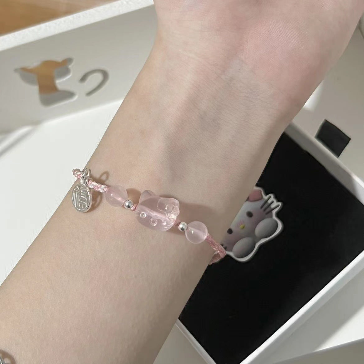 Ping al por mayor una hebilla de hebilla jade jade cristal pulsera de flores con cuentas