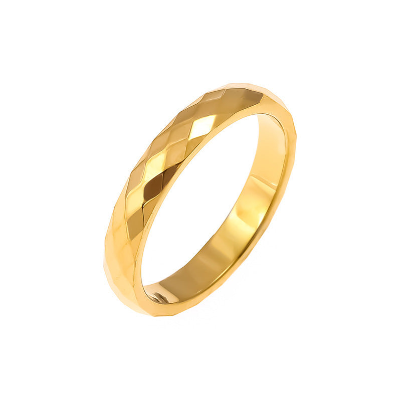 Wholesale 3mm V wavy diamond grid Titanium Steel Rings