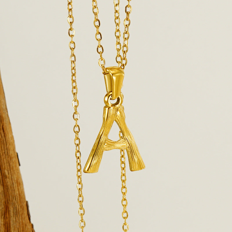 Wholesale Stainless Steel Plated 18K Bamboo Letter Necklace