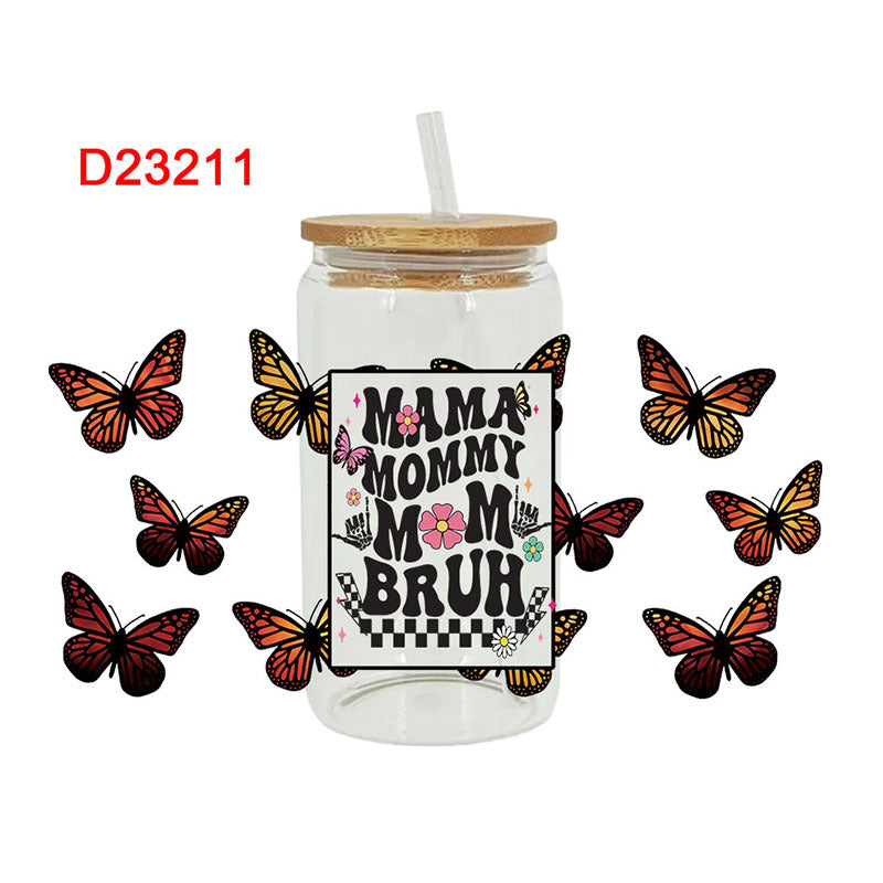 Wholesale Cartoon Cute Yellow Bee Butterfly Flower Theme 16oz Cup UV DTF Wraps
