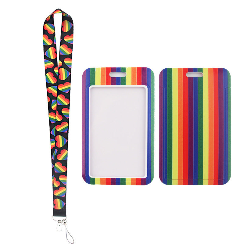Wholesale Gay Rainbow Polyester Badge Lanyard