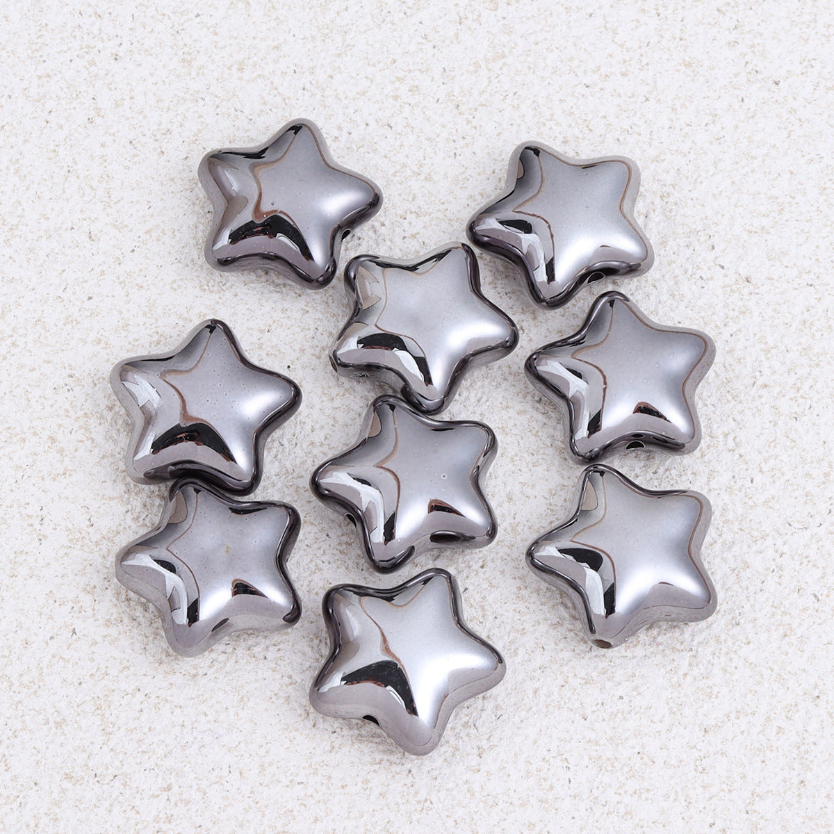 Wholesale 10pcs electroplated gold silver pentagram heart acrylic beads