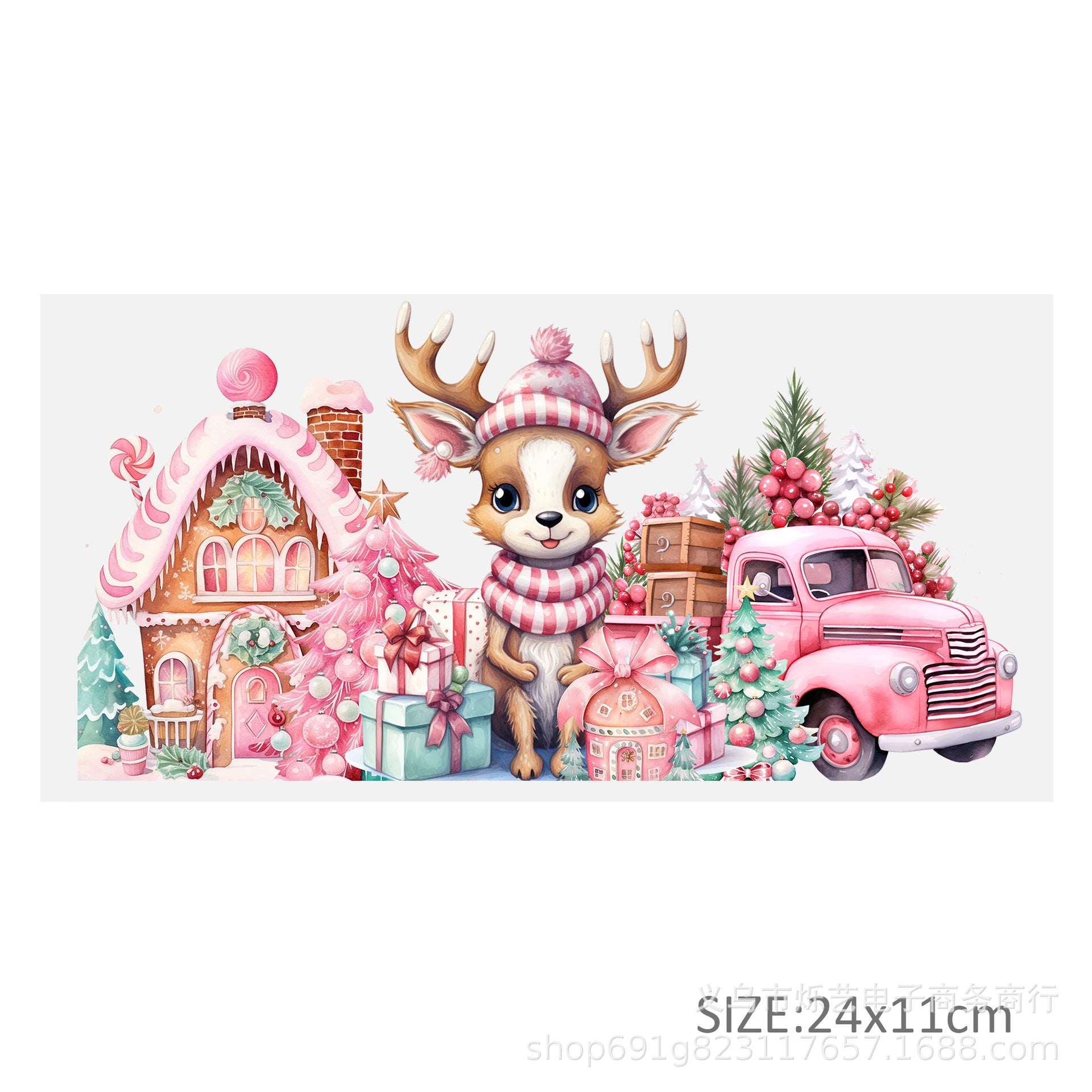 Wholesale Cute Animal Christmas Pink 16oz Cup UV DTF Wraps