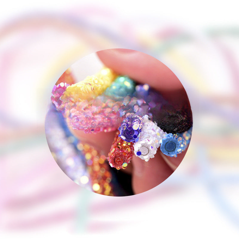 Wholesale  Diy seven-color sequin drill pipe glitter powder rope with rubber hose rainbow shoes and hats drill decorative rope jewelry