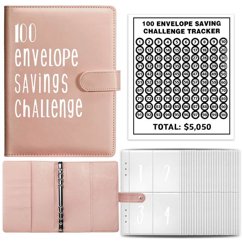 Wholesale of 100 Envelope Challenge PU Deposit Book Loose Leaf Cash Notebook