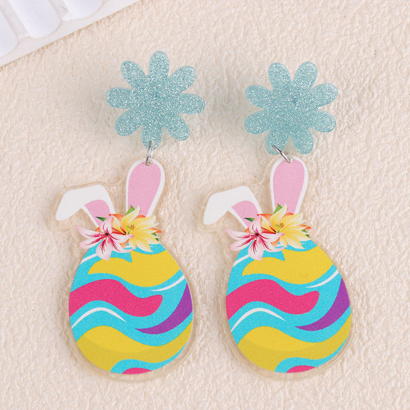 Wholesale Easter Rabbit Radish Chicken Acrylic Printed Earrings