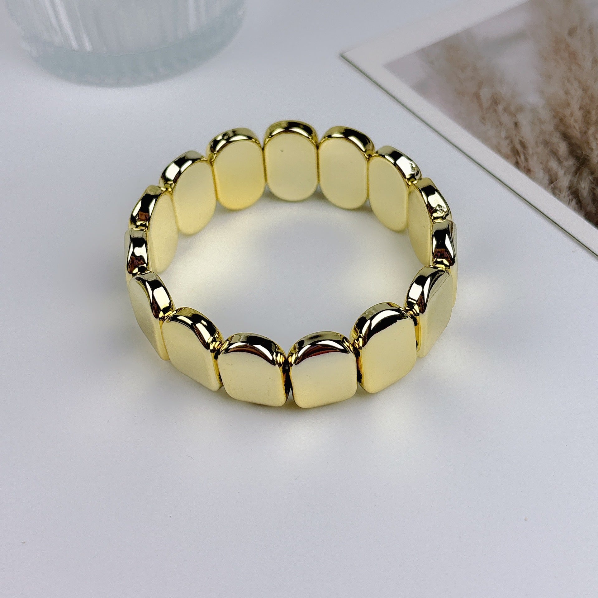 Wholesale trend street photography personality simple spiral pattern snake square stitching bracelet