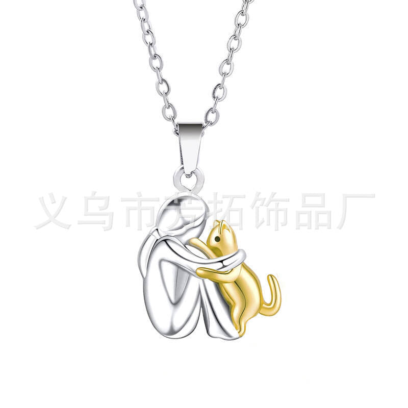 Wholesale Cute girl and dog embracing earrings