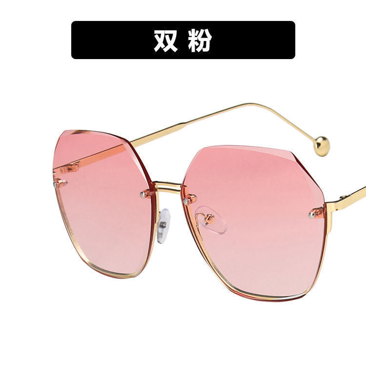 Wholesale Summer Internet Celebrity Trendy Sunglasses Frameless Cut Edge Gradient Color Gradient Sunglasses Women's Korean Style Fashion Large Frame Glasses