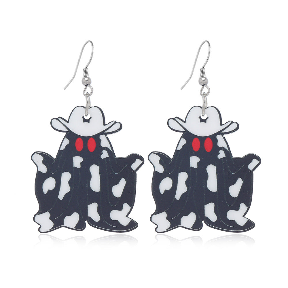 Wholesale Western Cowboy Ghost Halloween Retro Acrylic Earrings OLY-ES-KaiQing003