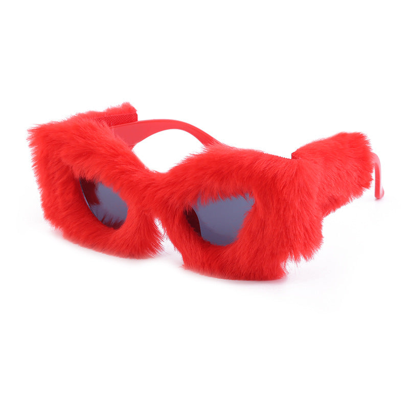 Wholesale Plush Winter Fashion Cat-eye Sunglasses
