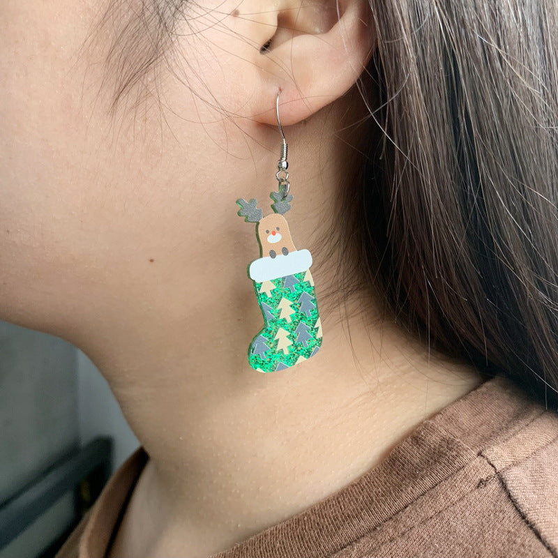 Wholesale Christmas Elk Santa Snowman Acrylic Earrings