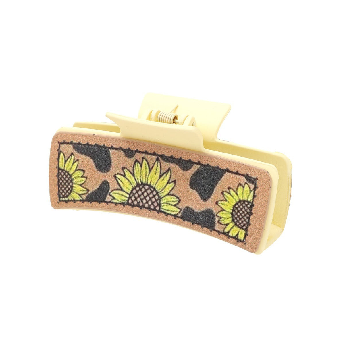 Wholesale Western Wind Sunflower Cow Pattern MAMA Leather Hair Clips
