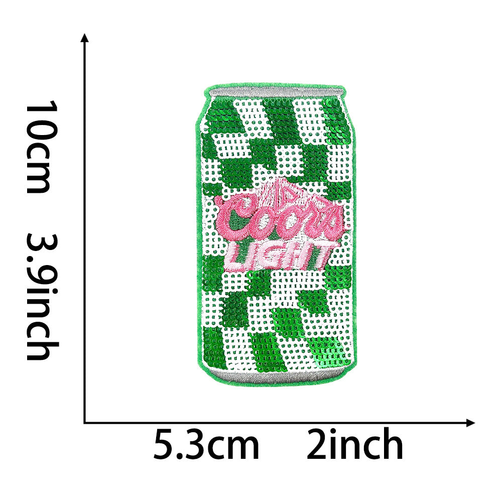Wholesale Trendy Beer Can Embroidered Sequin Iron On Patch For Coat DIY Accessory OLY Exclusive