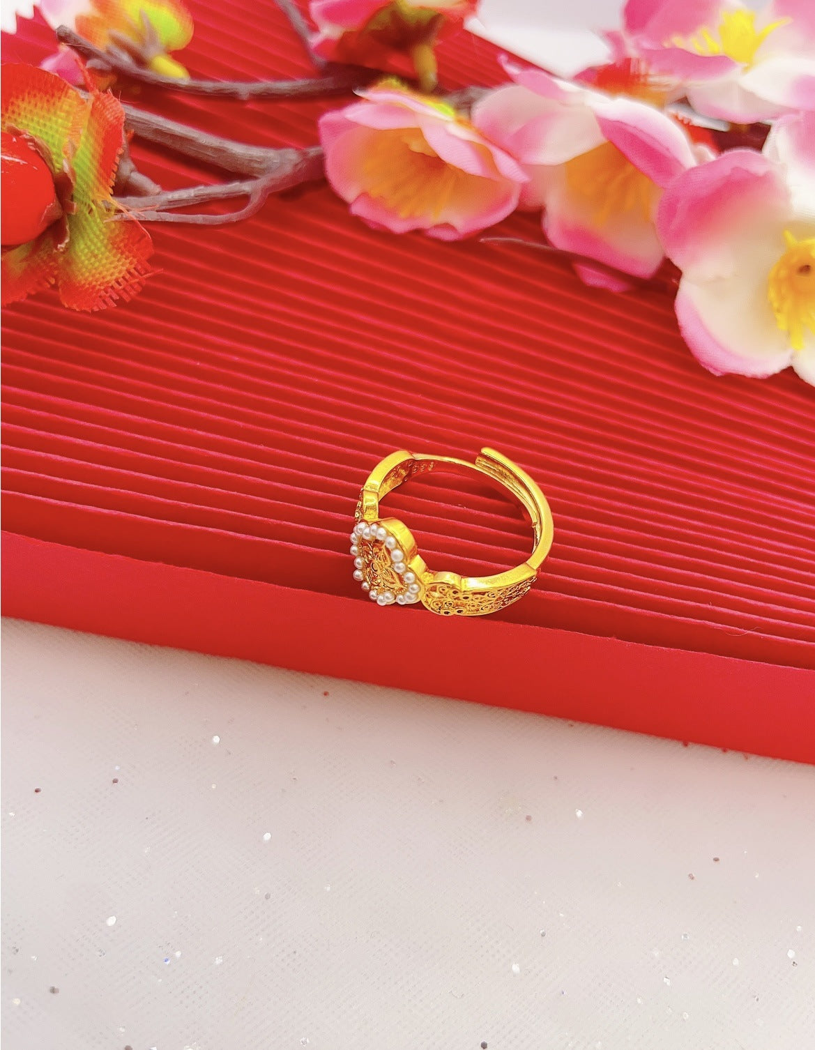 Wholesale Pearl Filigree Gold Ring
