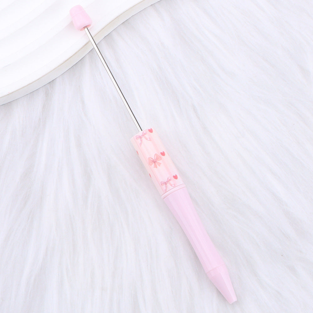 Wholesale New DIY pink bow print beaded pen girly pink