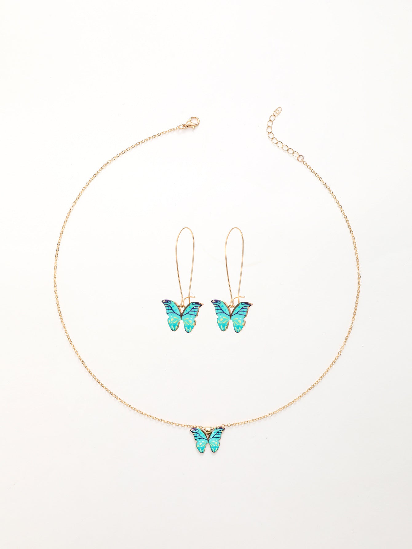 Wholesale New Three-piece Summer Beach-inspired Coloured Butterfly Gold Chain