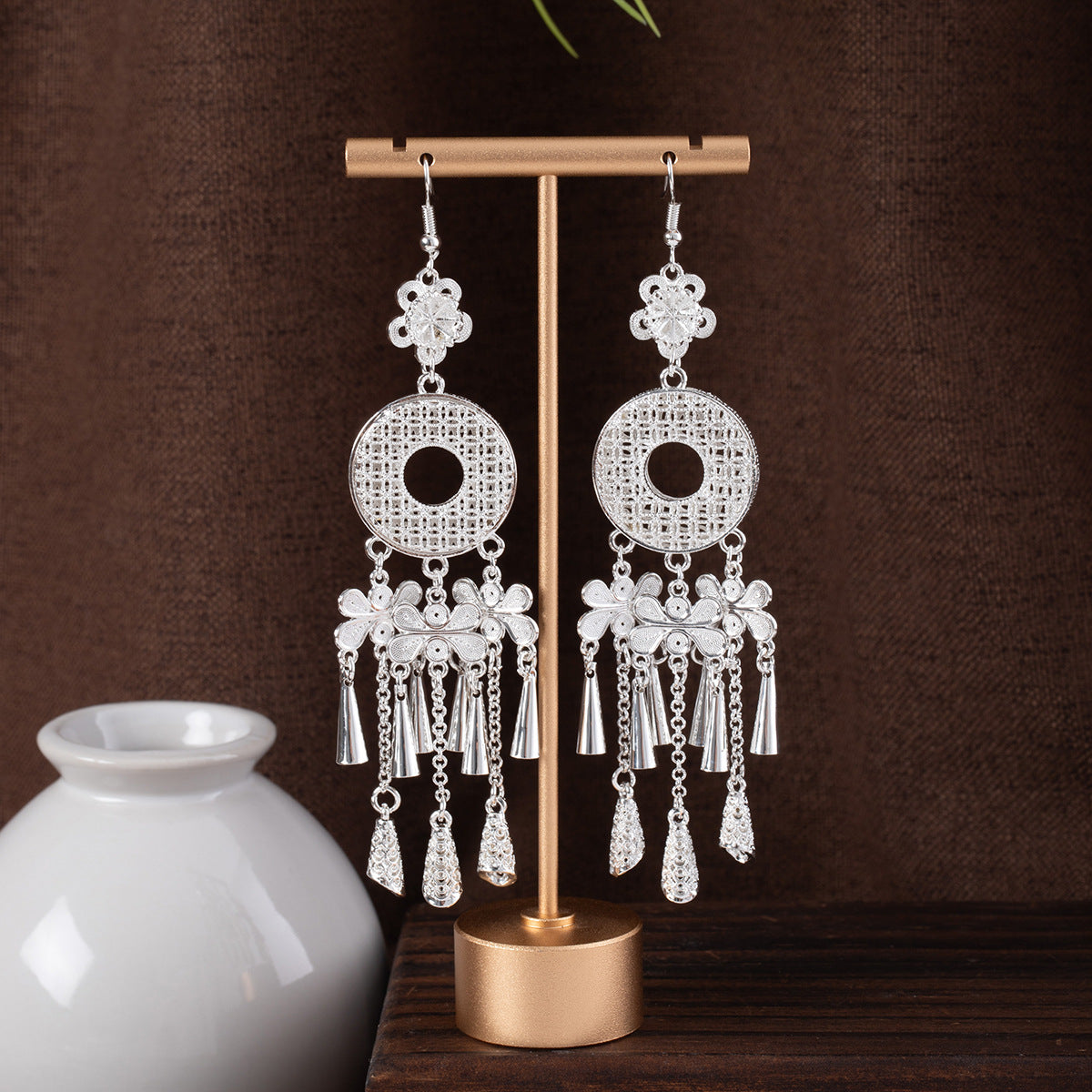 Wholesale Long tassel ethnic minority earrings