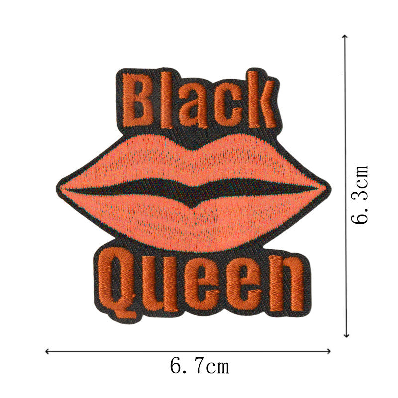 Wholesale Modern Cartoon Black Girl Embroidered Iron On Patches 14 Piece Letter Applique Set For Coat DIY Craft Supply