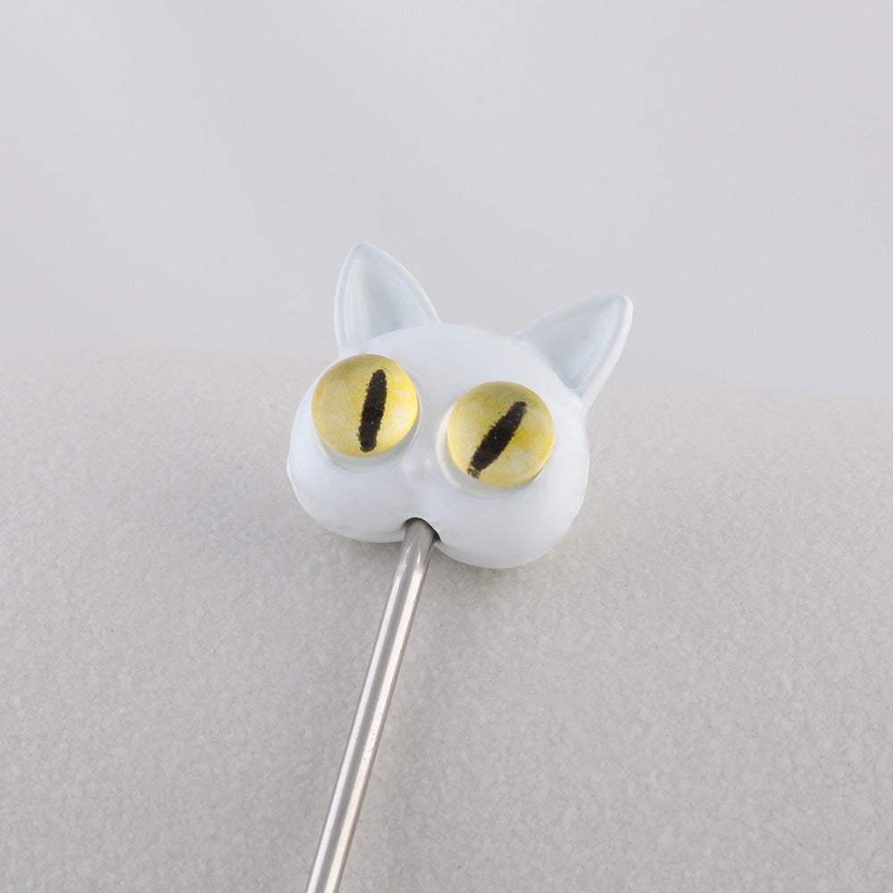 Wholesale 10pcs cartoon cute big eyed cat alloy spray painted beads