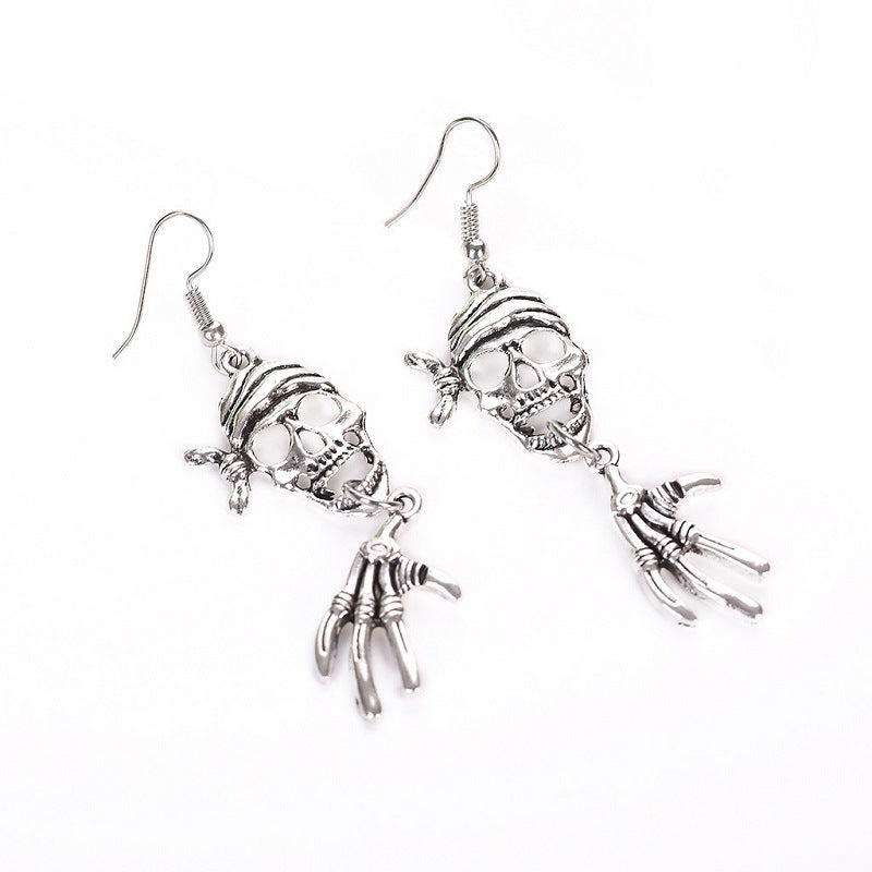 Wholesale Punk Skull Retro Rock Alloy Earrings