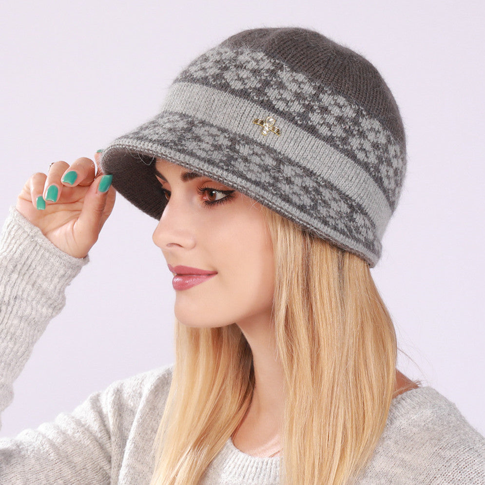 Wholesale Middle-aged and Elderly Autumn and Winter Woolen Hats Plus Velvet and Thickened Warm Hats