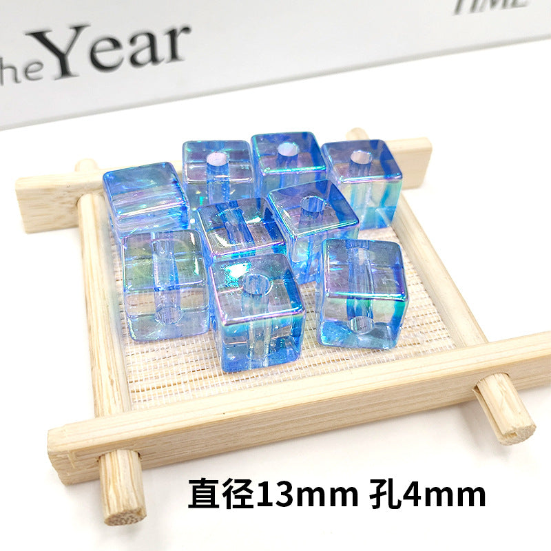 Wholesale 100PCS/Pack Colorful Transparent UV Square 13mm DIY Acrylic Beads