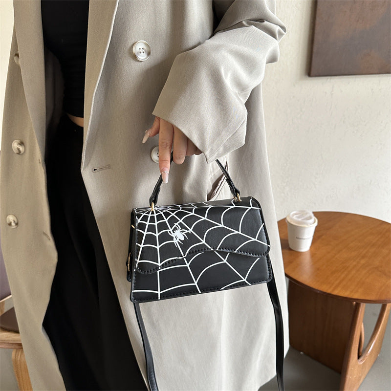 Wholesale Spider Web Print PU Shoulder Crossbody Bag
