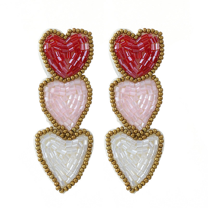 Wholesale Wholesale Hand-sewn Bohemian Heart Earrings