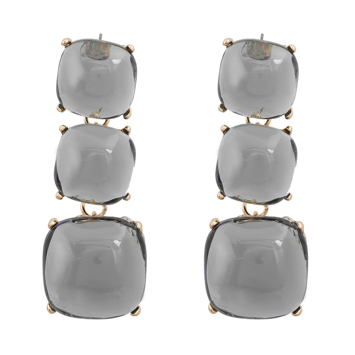 Wholesale Geometric Multi-layered Square Alloy Resin Earrings