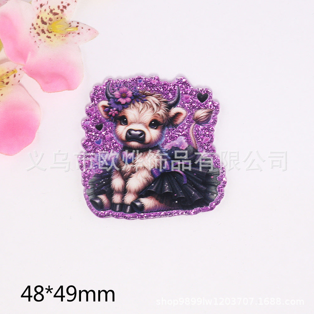 Wholesale  10pcs  New loose powder cartoon cute calf pony bag accessories acrylic cute DIY patch accessories
