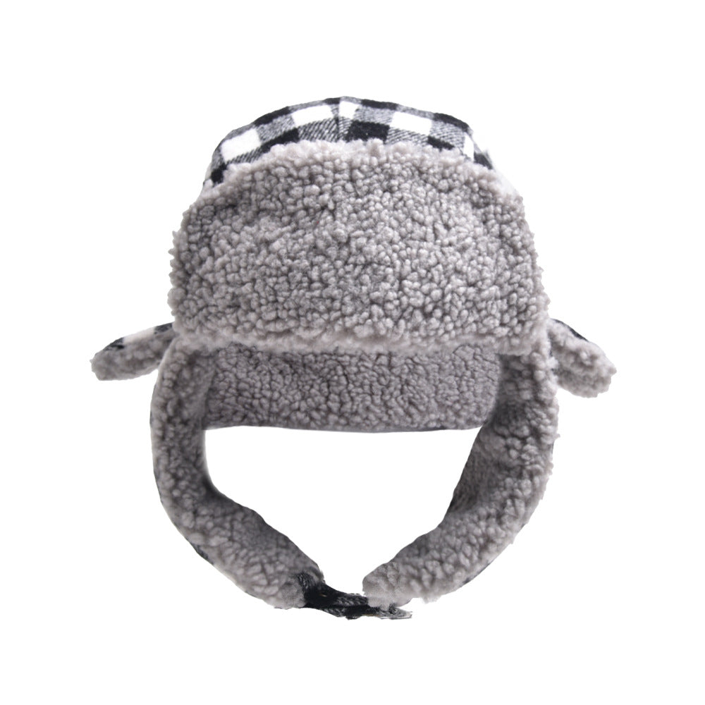 Wholesale Winter Cold and Warm Black and Red Plaid Outdoor Ear Protection Hat