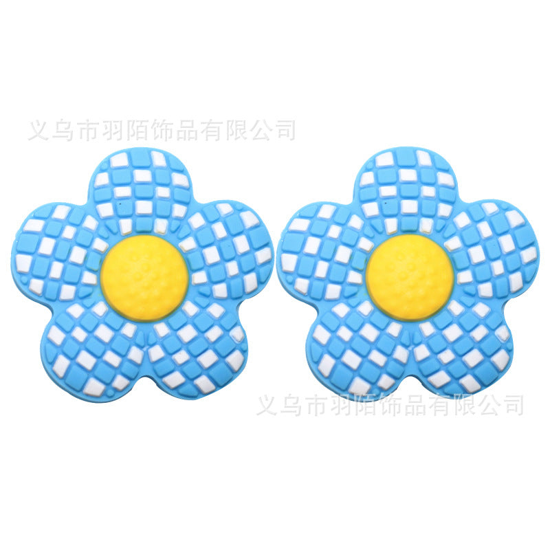 Wholesale 20pcs Checkerboard Flower Silicone Beads